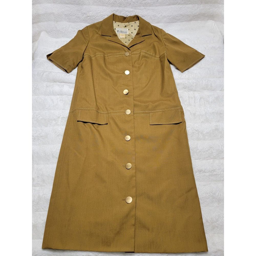 1960s Fred Rothschild Of California Womens Short Sleeve Dress Size 10 Button Up